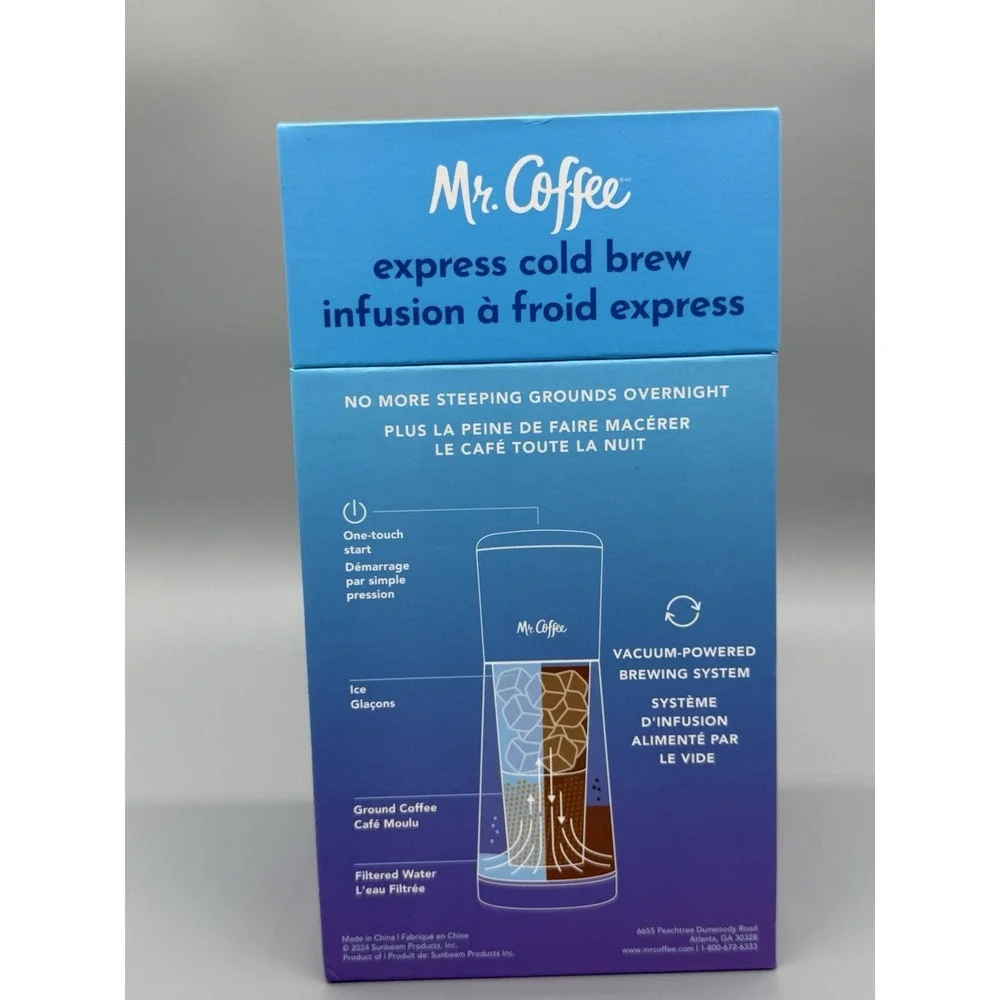 Mr. Coffee Express Cold Brew Maker Blue 13oz‎ Cordless Portable Fast 10 Min NEW